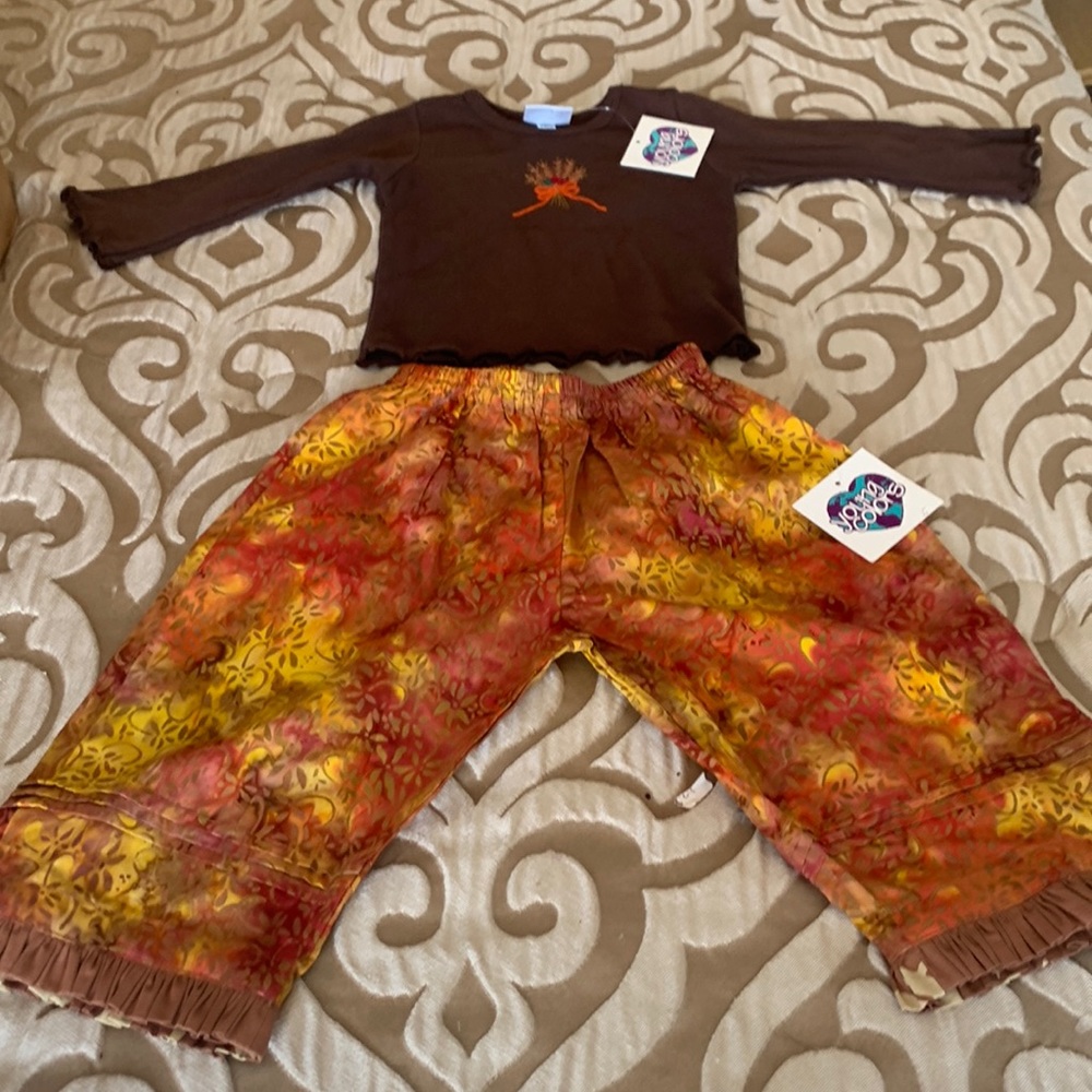 Young Colors 2piece-Top 18mths, Pants 24mths-Brown multi-Machine Washable